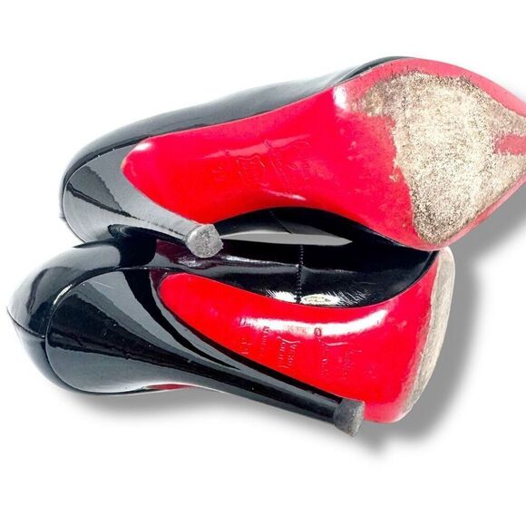Christian Louboutin Simple Classic Pump Black Patent Leather Heels Women’s Sz 39 - Picture 8 of 9